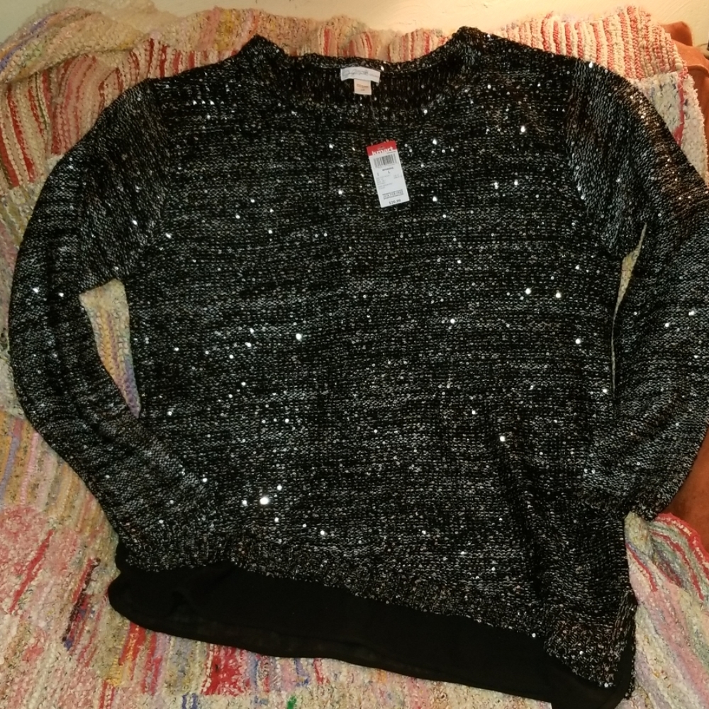 Women's black & silver sparkly sweater/tunic BNWT